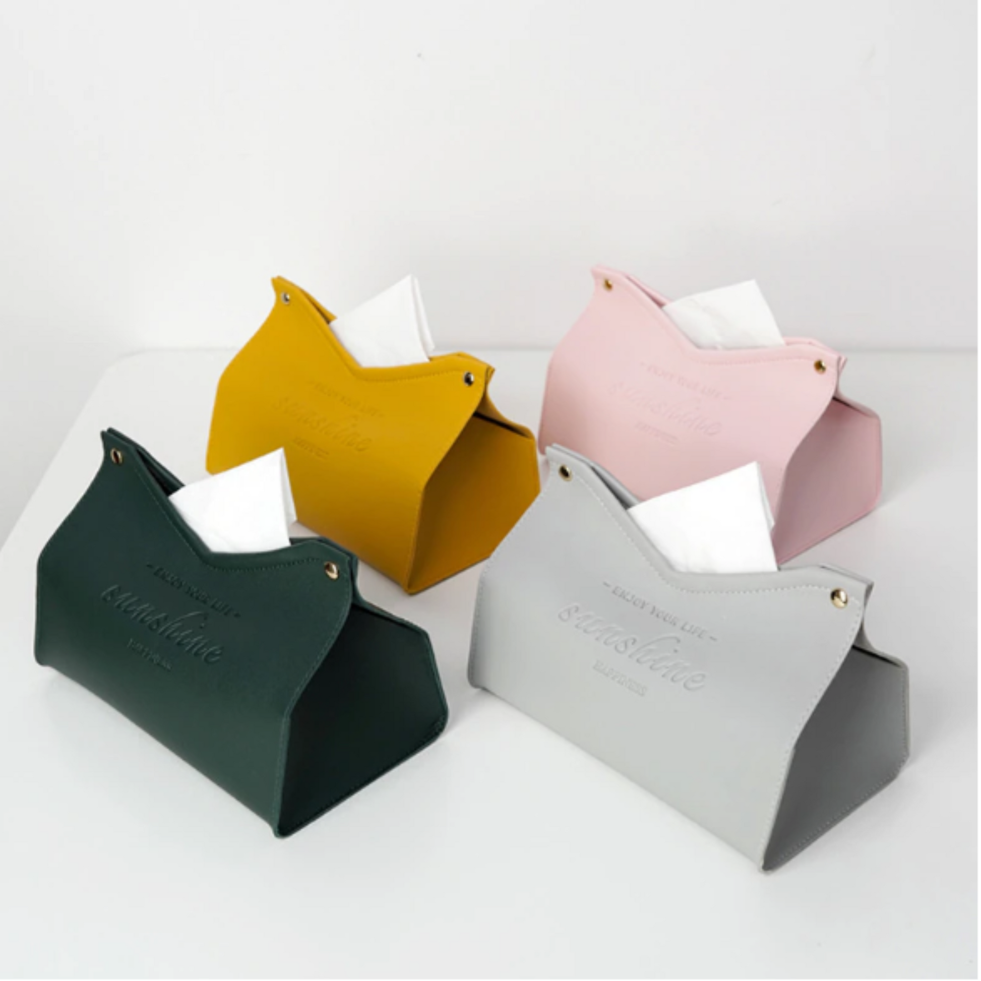 Tissue Box Holder Stylish PU Curved and Straight Styles